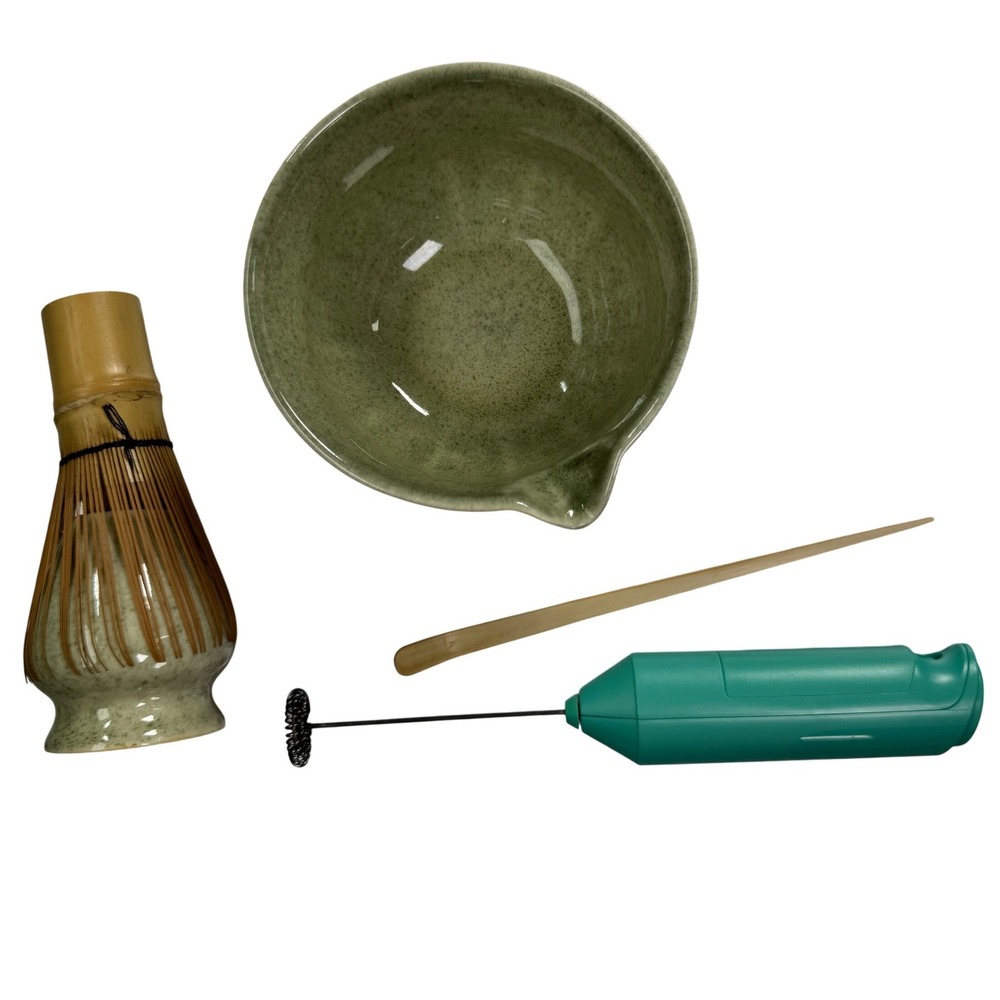 Zulay Kitchen Matcha Green Tea Set Ceramic Bowl Bamboo Whisk Frother 5pc Kit